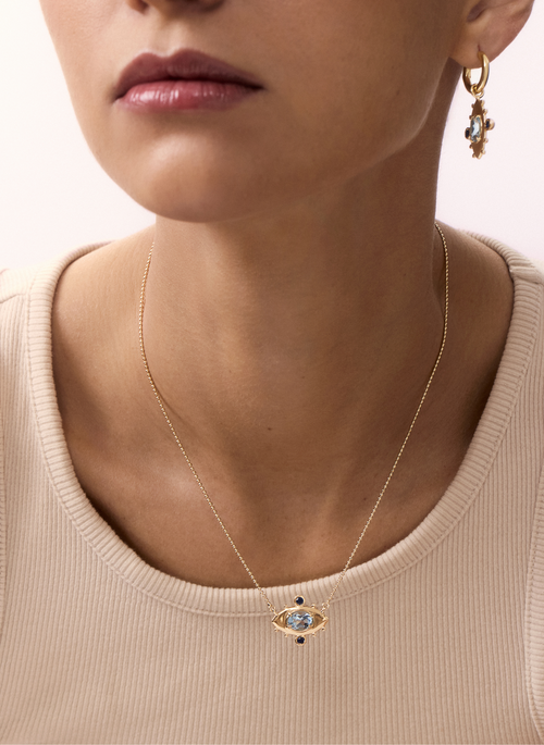 Colar Olho Topázio Azul Gold - Garden