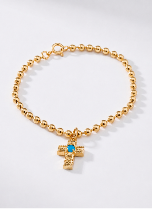 Pulseira Esferas com Cruz