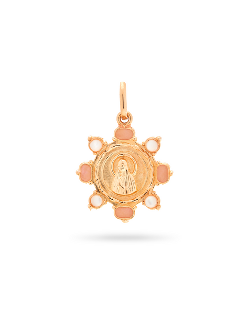 Medalha de Sagrado Coração de Maria com Esmalte Gold