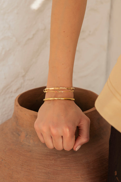 Pulseira Emunah 4 nomes de D'us Gold - Raízes da Vida