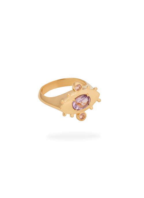 Anel Olho Ametista Gold  - Garden