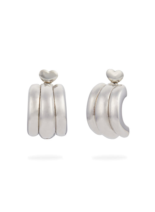 Meia Argola Tripla Silver - Bold