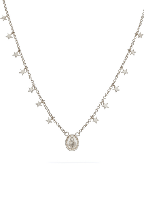 Colar com Pingentes Nossa Senhora das Graças Silver