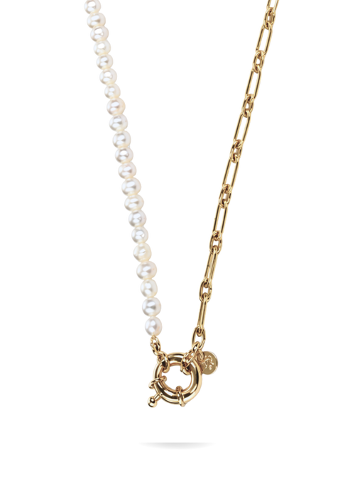 Colar Corrente e Pérolas Naturais - Essenciais