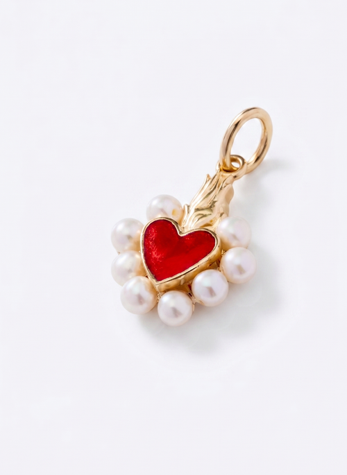 Pingente Sagrado Coração com Pérolas Gold